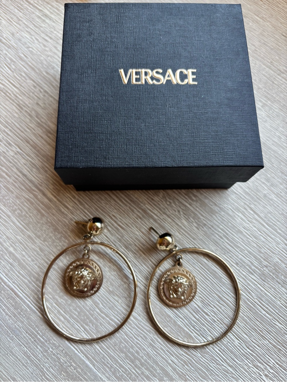 Authentic Versace Gold Medusa Hoop Earrings